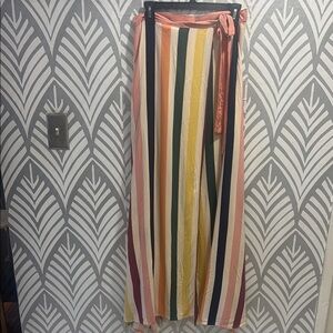 Tularosa Pink and Orange Wrap Maxi Skirt with Tie Front for Resort Wear